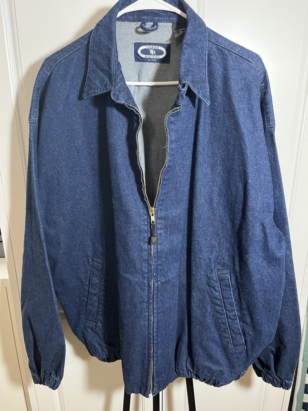 Vintage Three Rivers Harrington Bomber Denim Jacket Size 2XL Mens